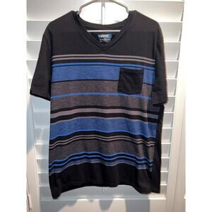 Tony Hawk Striped Blue and Gray Skater T-Shirt with Pocket